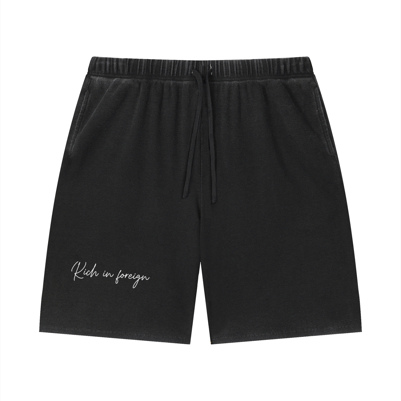 Unisex Vintage Wash Sunfade Waffle Raw Hem Shorts