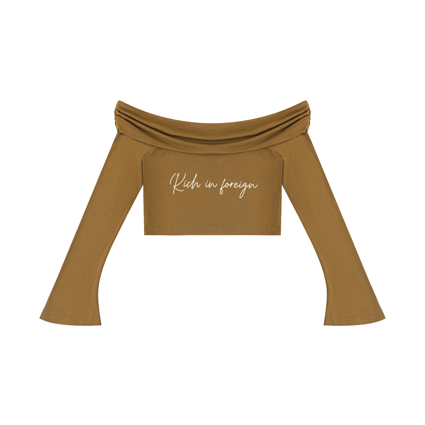 Women's Off-the-Shoulder Bell Sleeve Crop T-Shirt