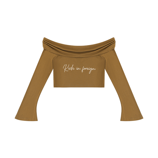 Women's Off-the-Shoulder Bell Sleeve Crop T-Shirt