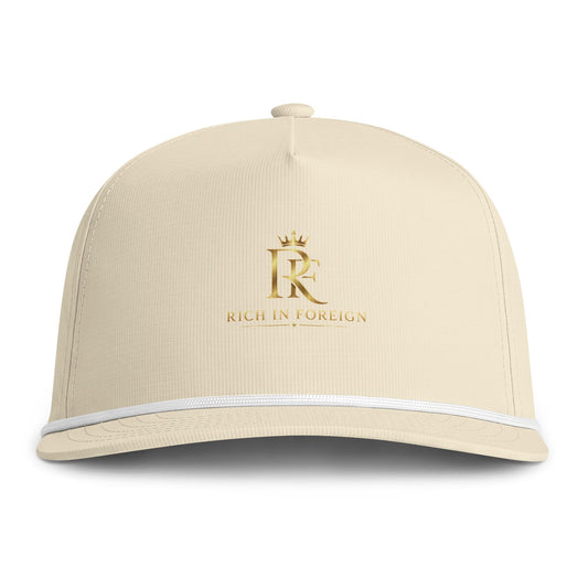 Sunwashed Rope Cap — Embroidered 'Rich in Foreign' Logo Baseball Hat