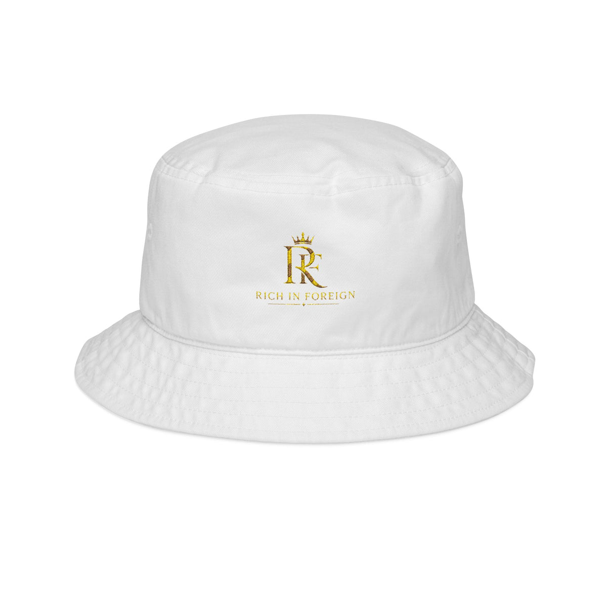 Embroidered 'R' Crown Bucket Hat — Luxe Royal Logo Sun Hat