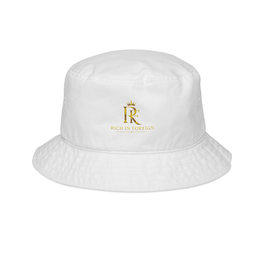Embroidered 'R' Crown Bucket Hat — Luxe Royal Logo Sun Hat