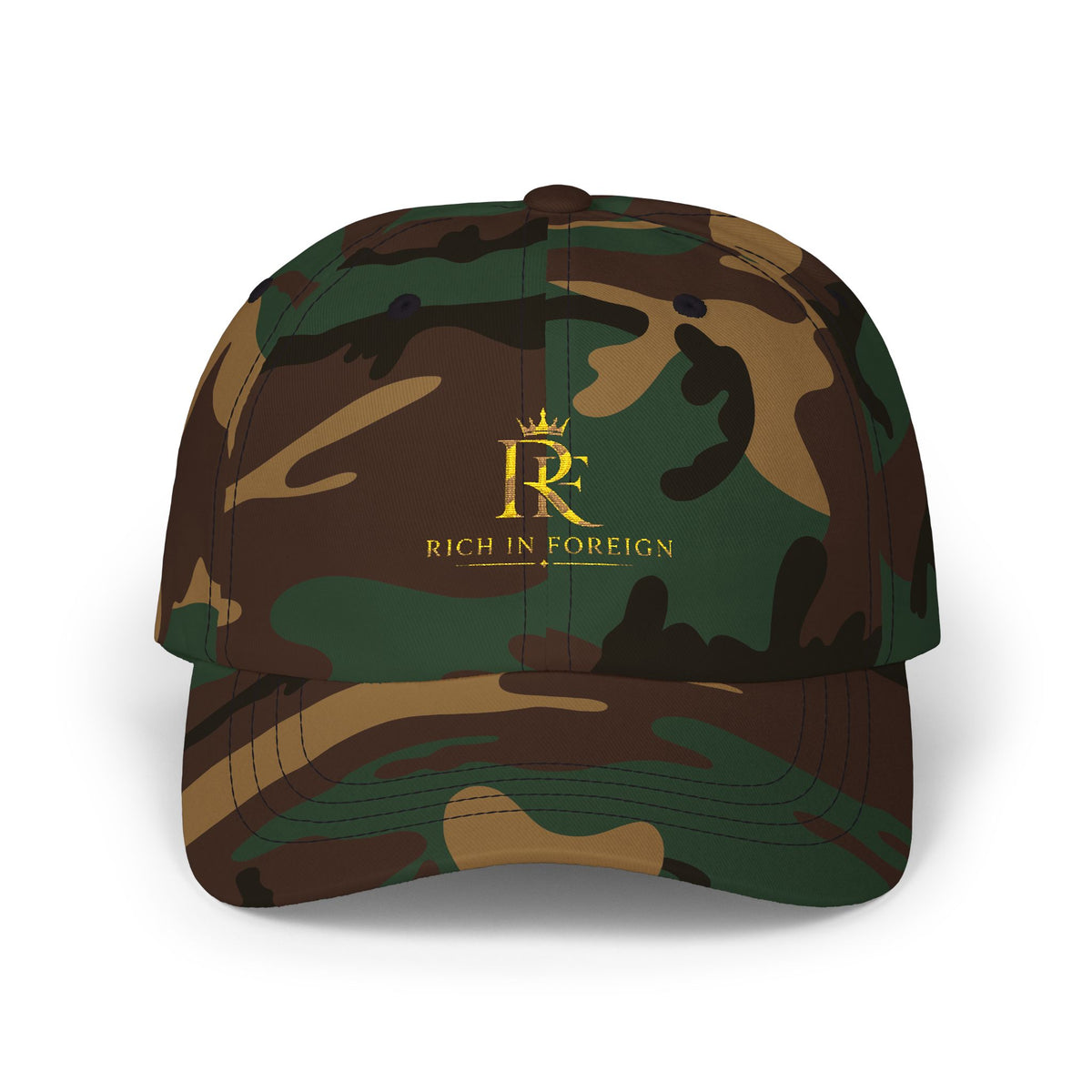Dad Cap - Gold Crown 'R' Logo Embroidered Baseball Hat