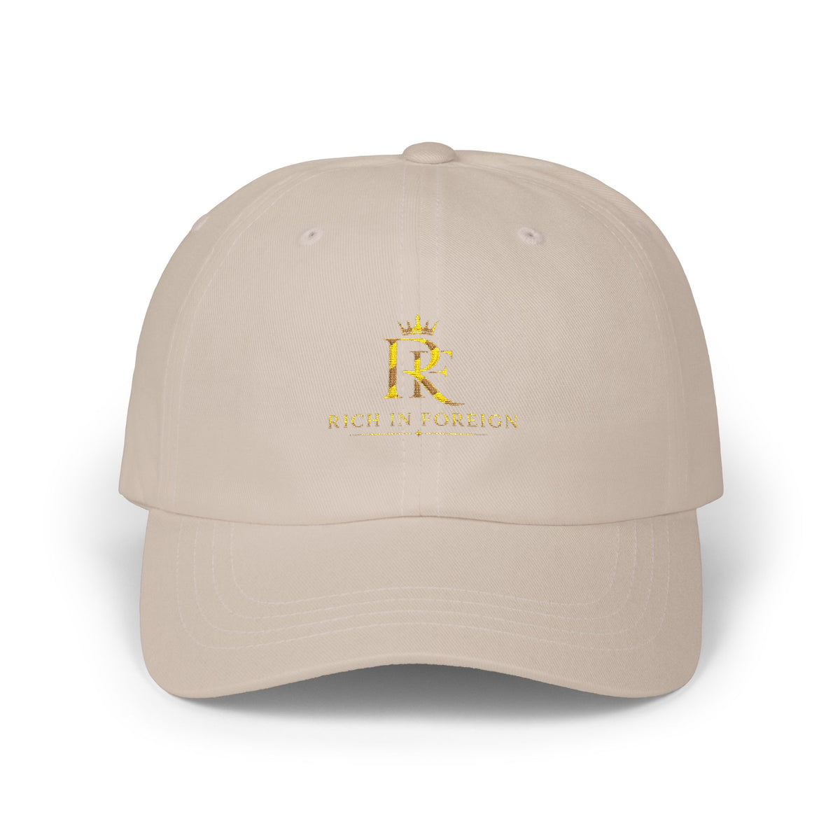 Dad Cap - Gold Crown 'R' Logo Embroidered Baseball Hat