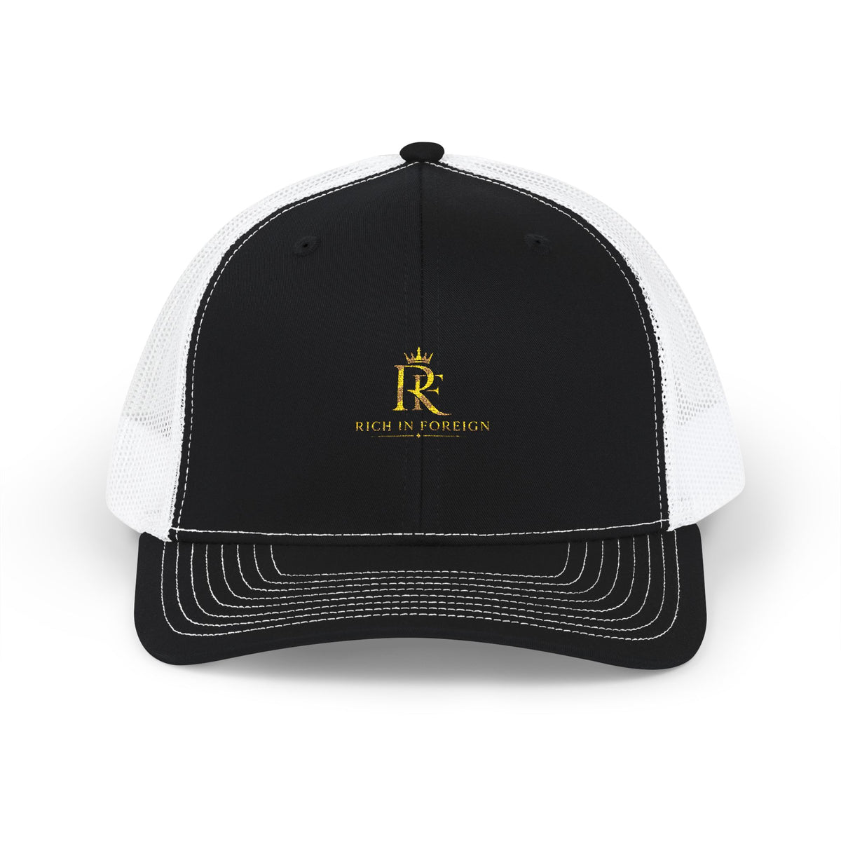 Embroidered Gold Crest Trucker Cap