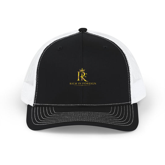 Embroidered Gold Crest Trucker Cap