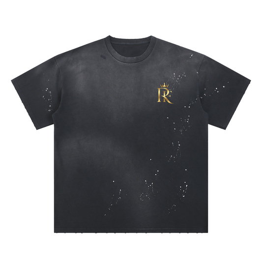 Hand-Frayed Sunfade Paint Splatter T-Shirt