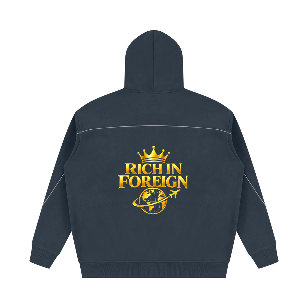 Unisex Oversized Piping Fleece Hoodie