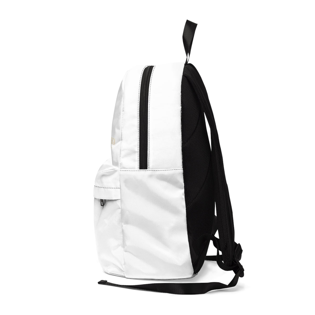 Rich In Foreign Gold Logo Backpack — White Classic Backpack