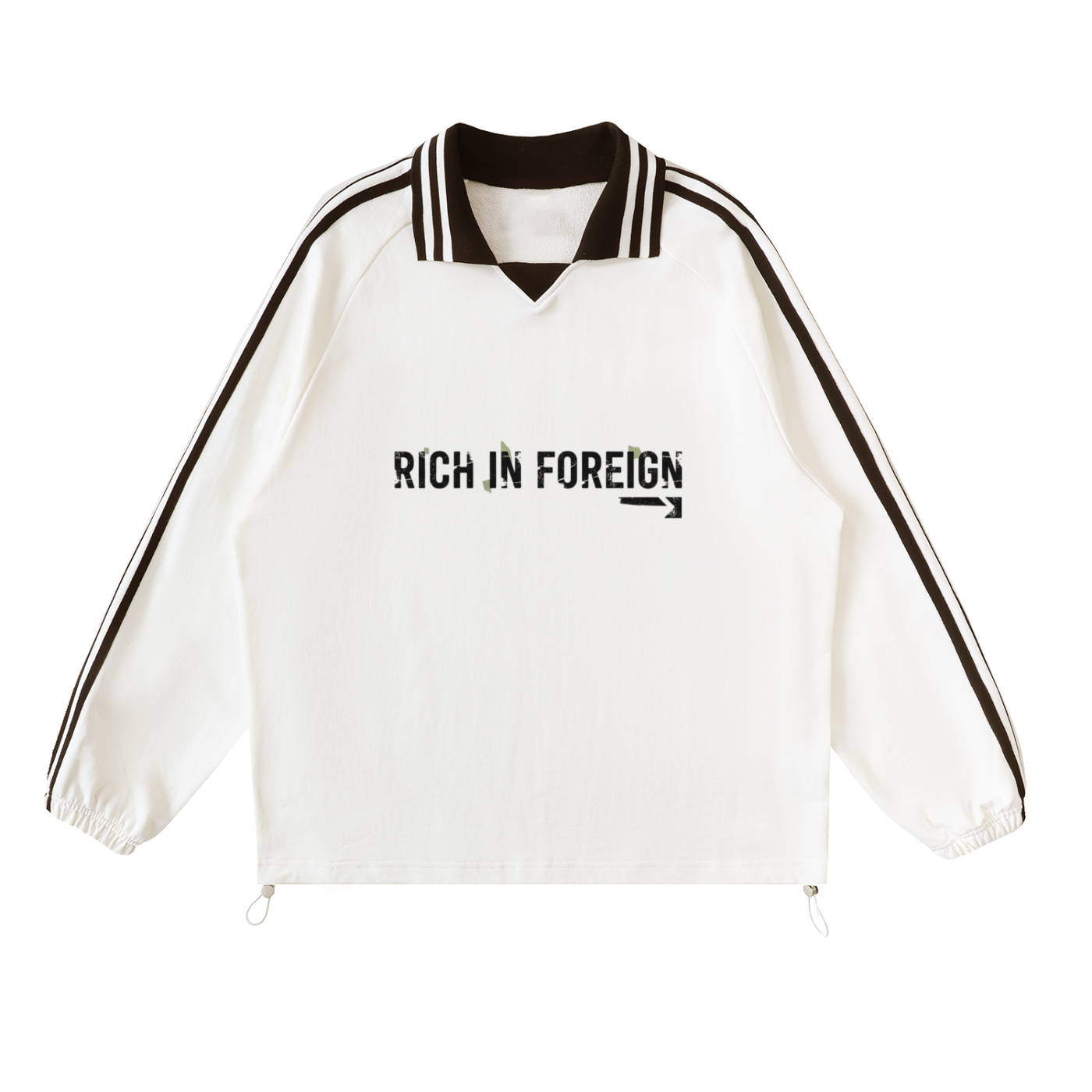 Contrast Striped Lapel Collar Sweatshirt