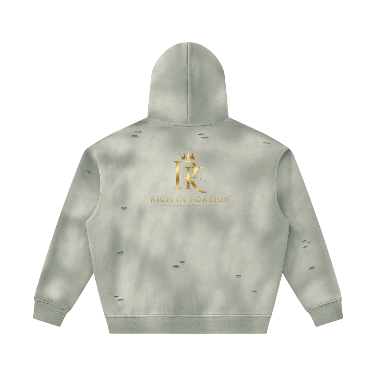 Unisex Sunfade Frayed Fleece Hoodie
