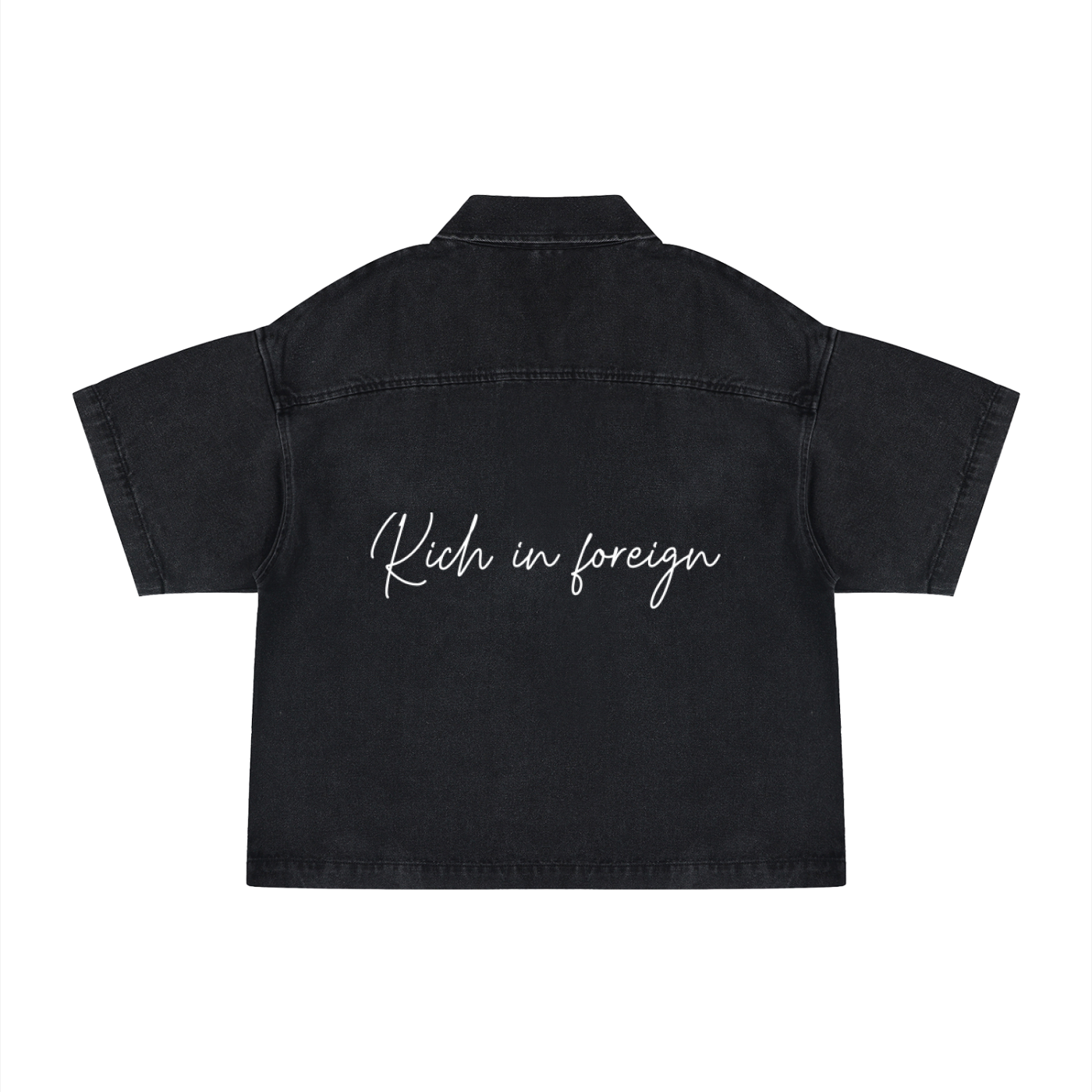 Unisex Vintage Wash Boxy Quarter-Zip Denim Shirt