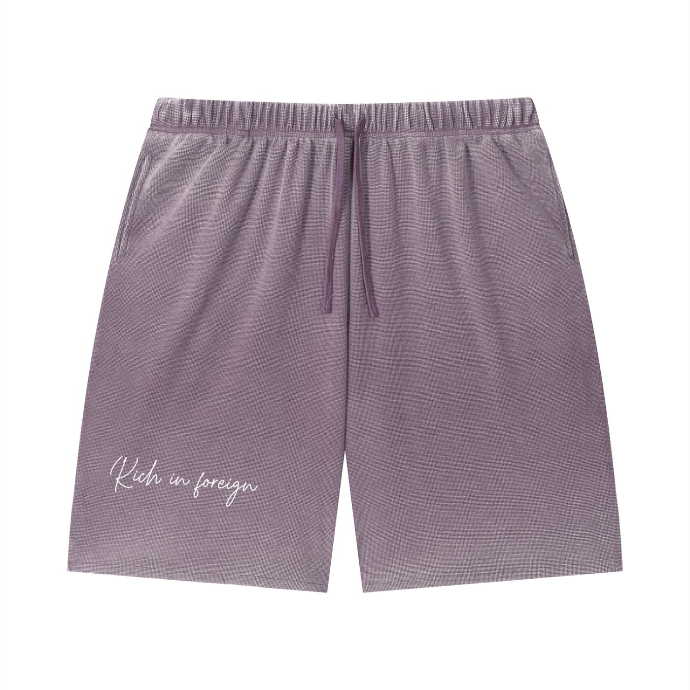 Unisex Vintage Wash Sunfade Waffle Raw Hem Shorts