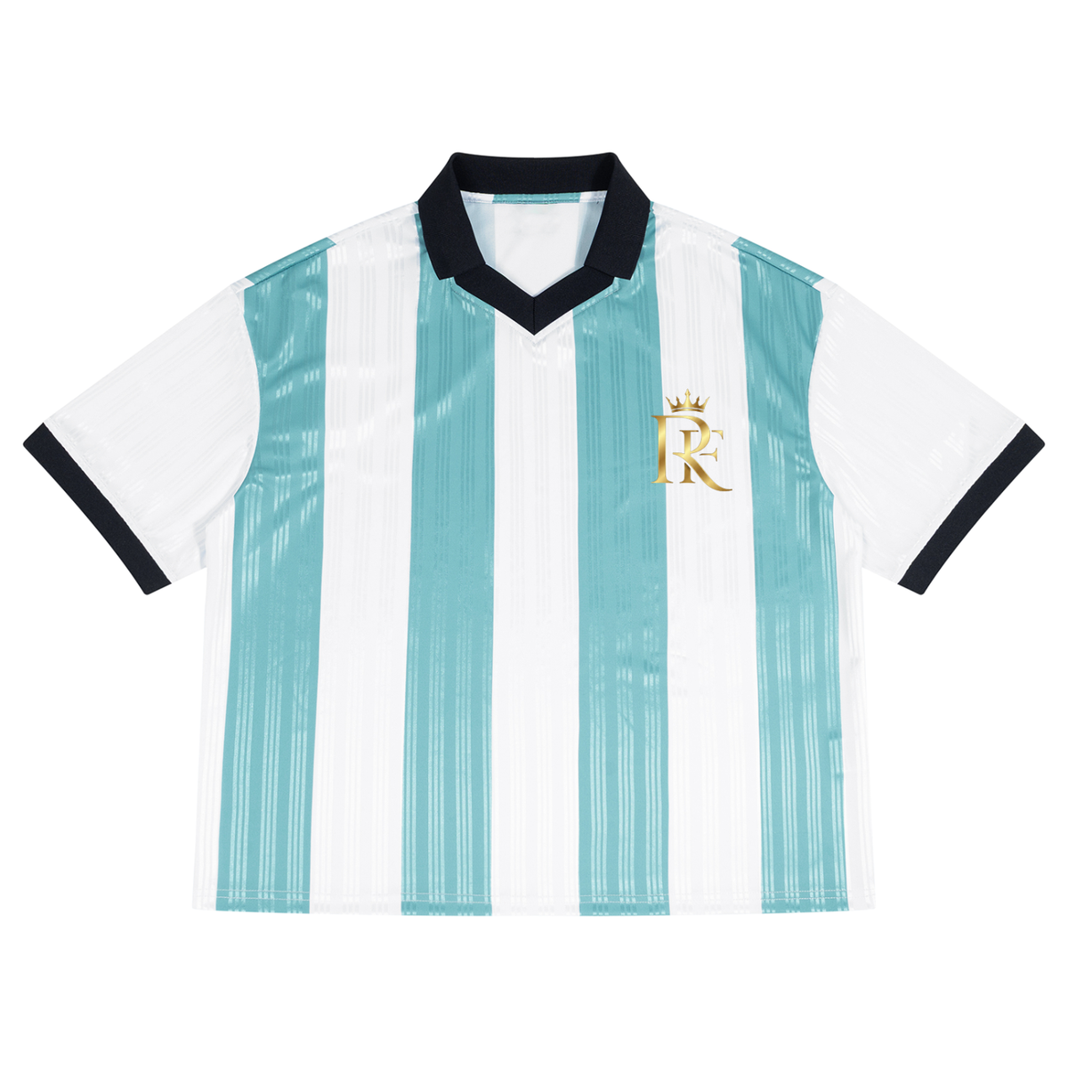 Unisex Boxy Striped Collared Soccer Jersey