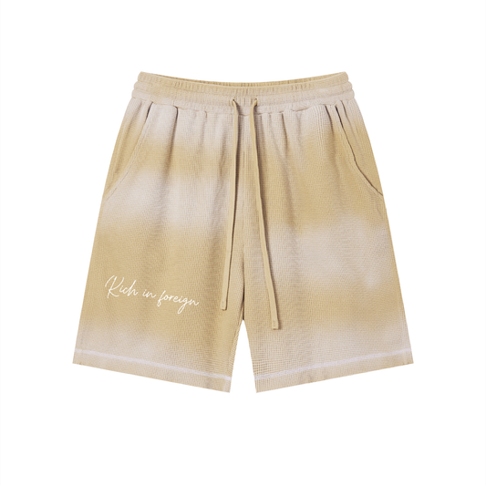 Unisex Sunfade Waffle Raw Hem Shorts