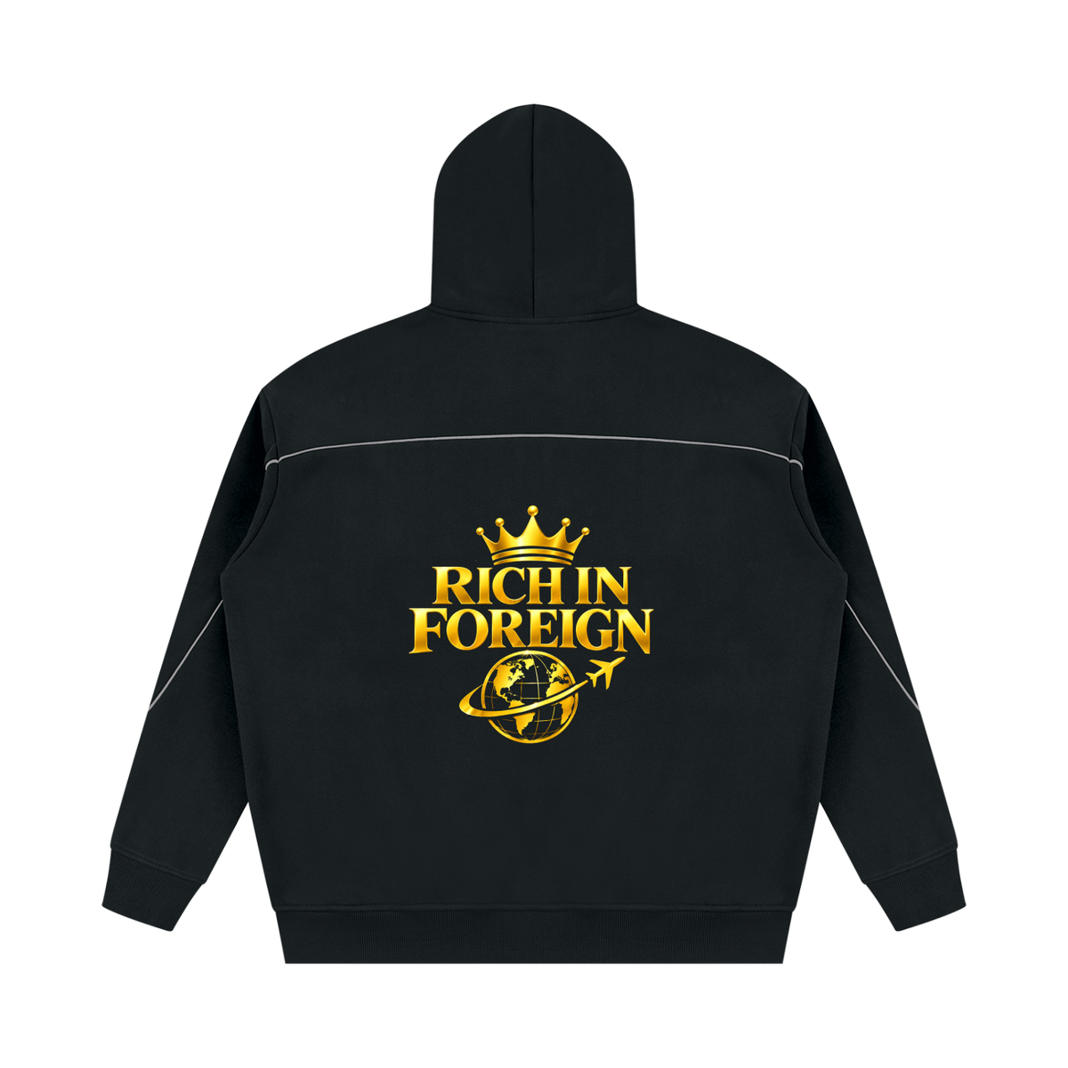 Unisex Oversized Piping Fleece Hoodie