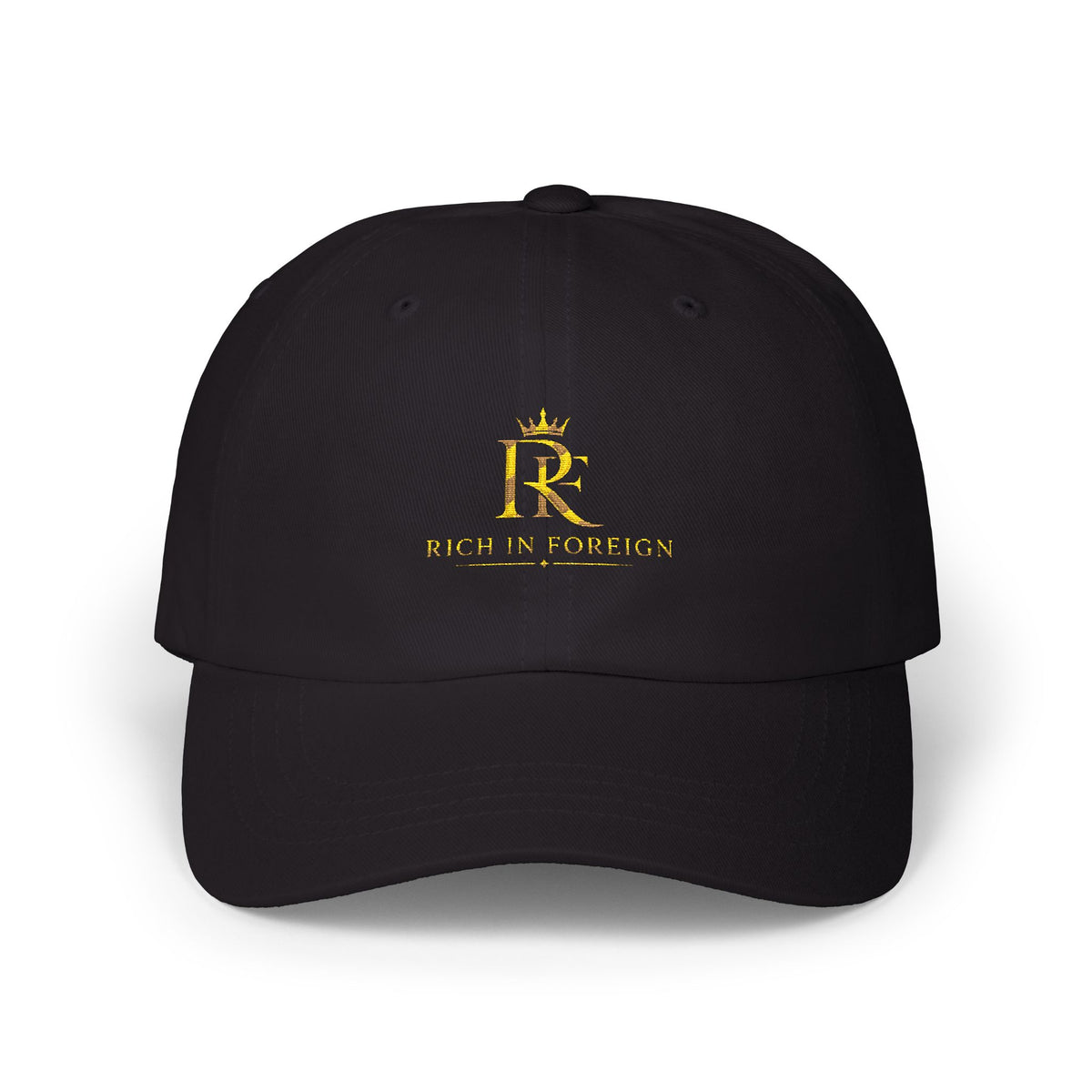 Dad Cap - Gold Crown 'R' Logo Embroidered Baseball Hat