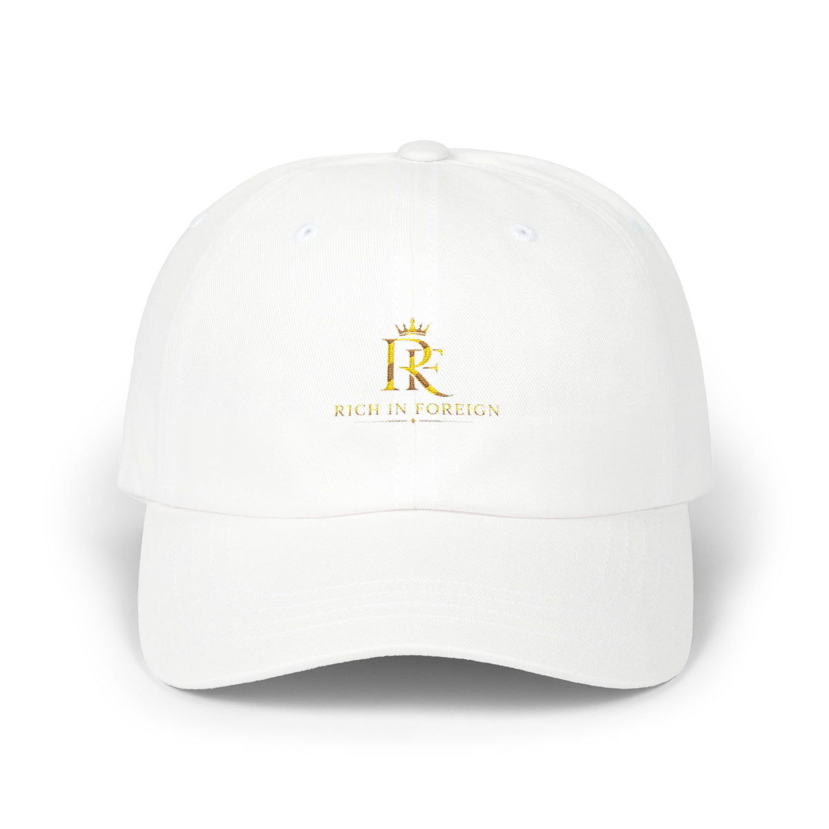 Dad Cap — Gold Crown Monogram "R" Embroidered Baseball Hat