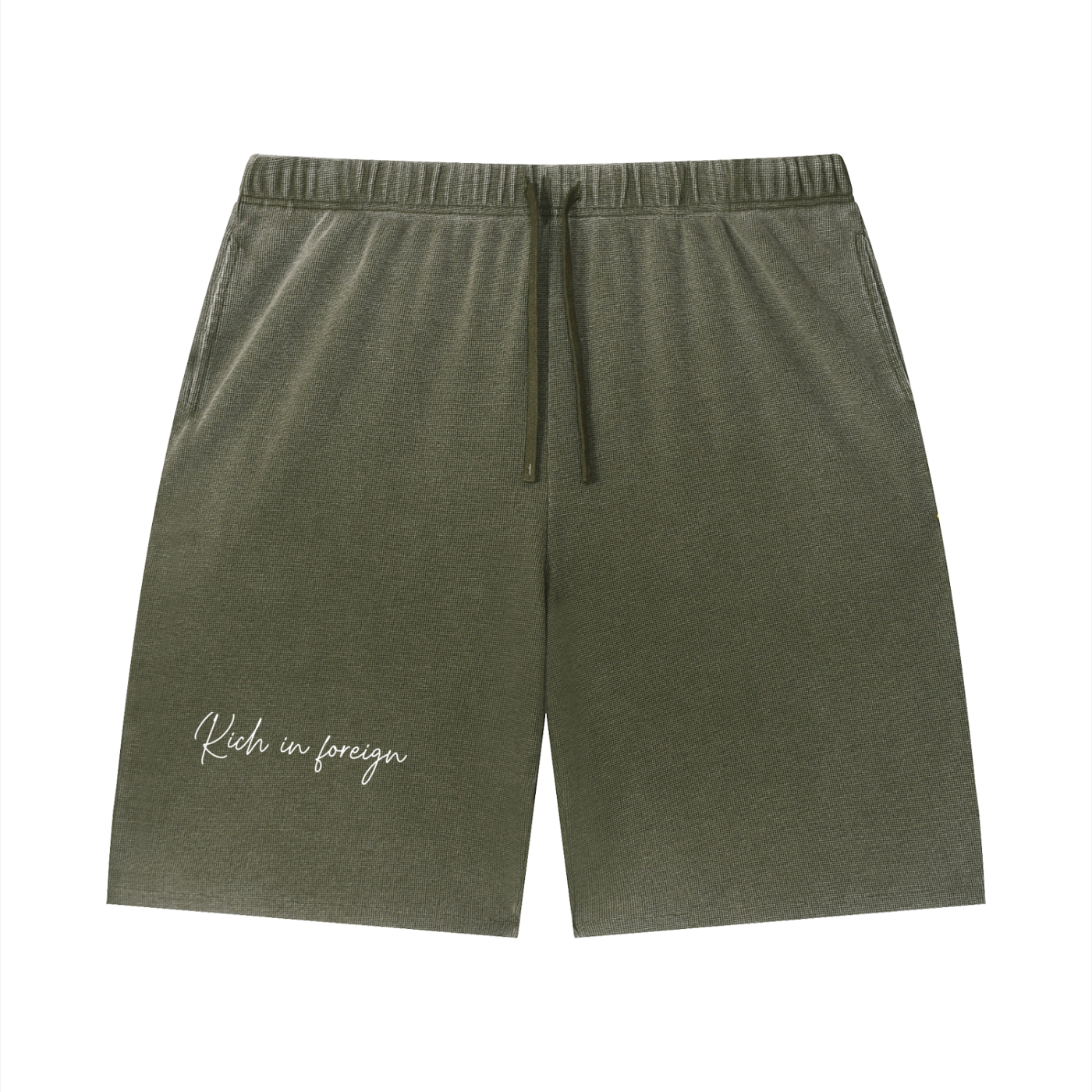 Unisex Vintage Wash Sunfade Waffle Raw Hem Shorts