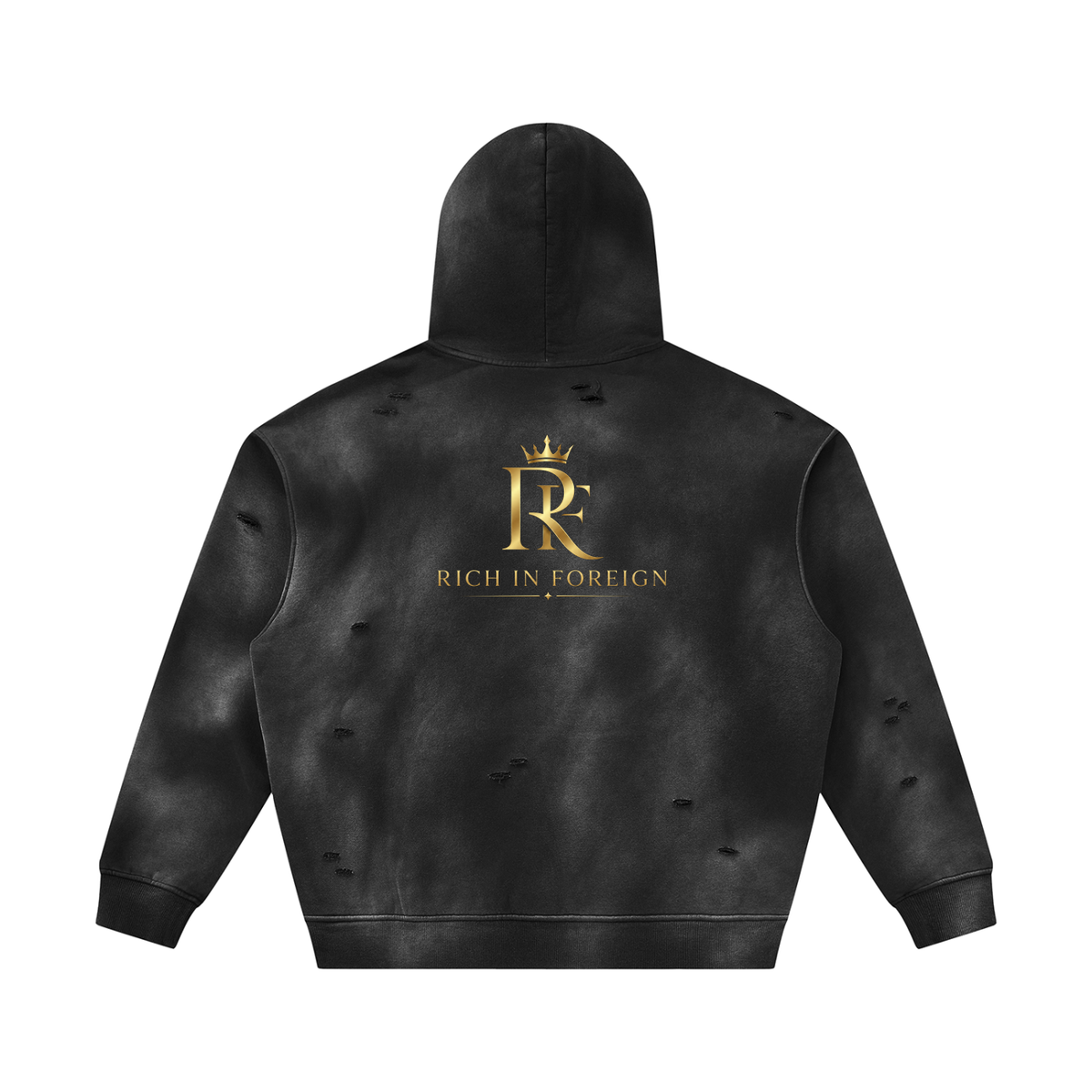 Unisex Sunfade Frayed Fleece Hoodie