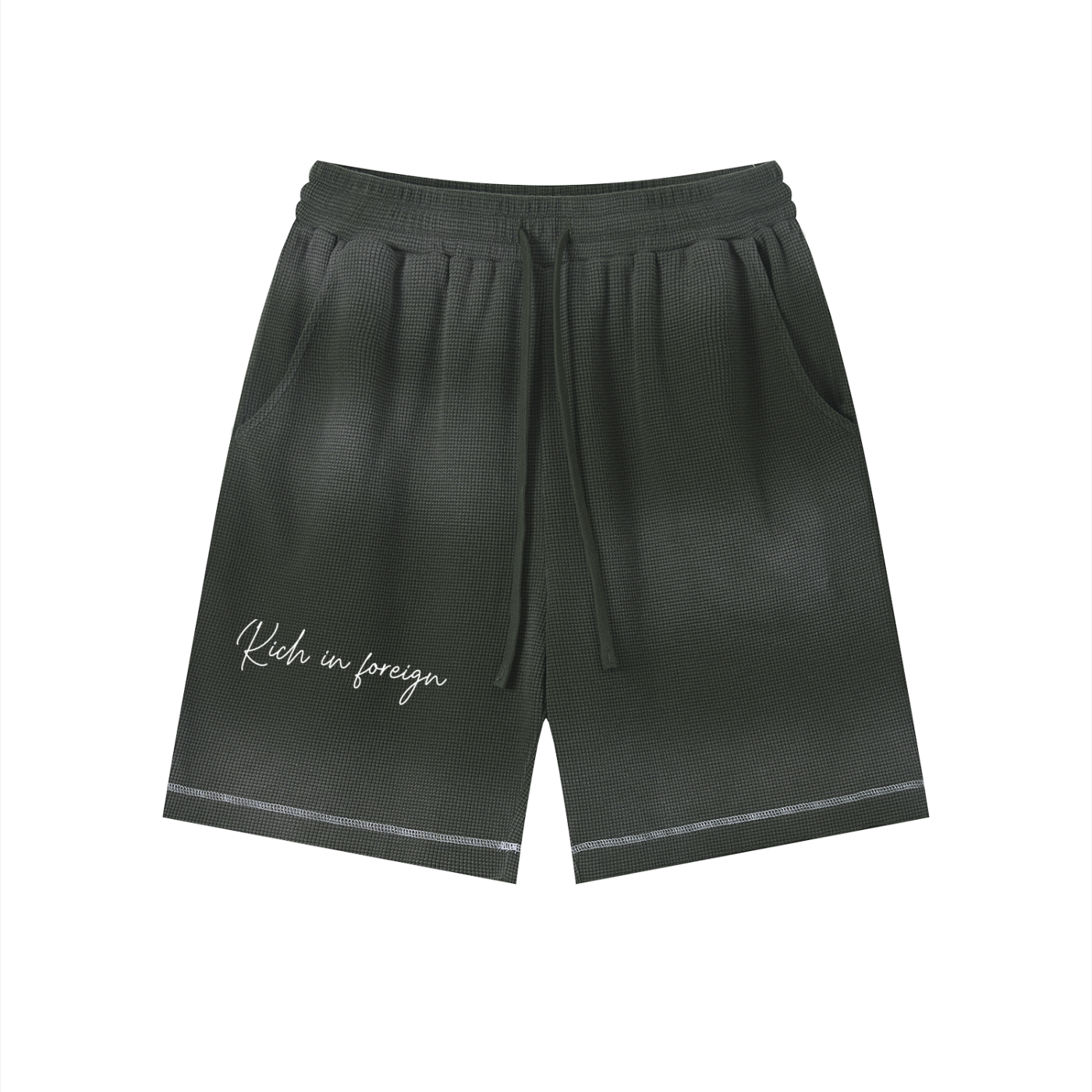 Unisex Sunfade Waffle Raw Hem Shorts