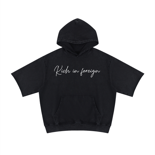 Unisex Mineral Wash Short Sleeve Hoodie