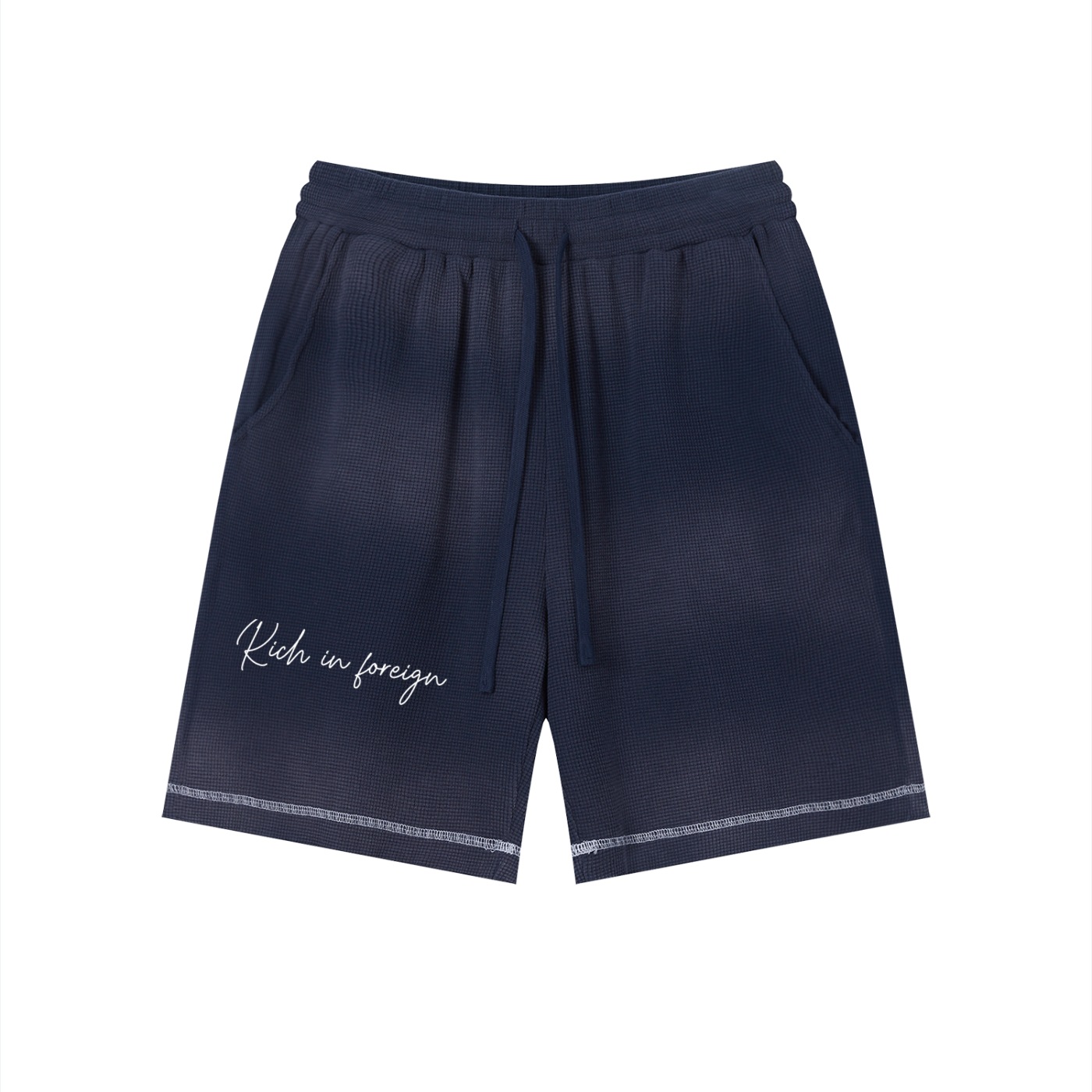Unisex Sunfade Waffle Raw Hem Shorts
