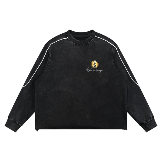 Mineral Wash Piping Raw Hem Sweatshirt