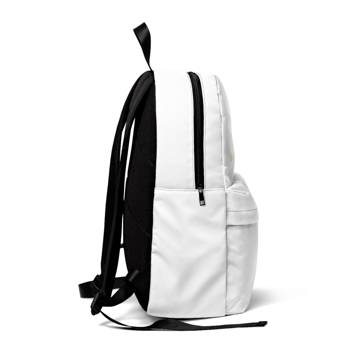 Rich In Foreign Gold Logo Backpack — White Classic Backpack