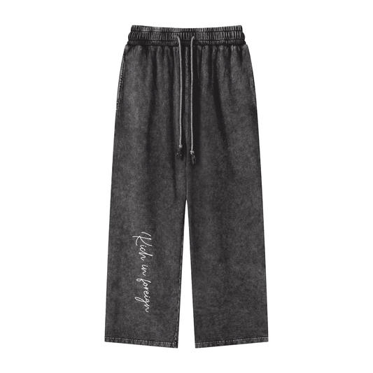 Snow Washed Straight Leg Pants