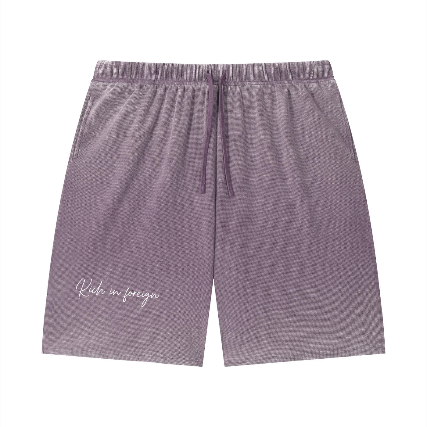 Unisex Vintage Wash Sunfade Waffle Raw Hem Shorts
