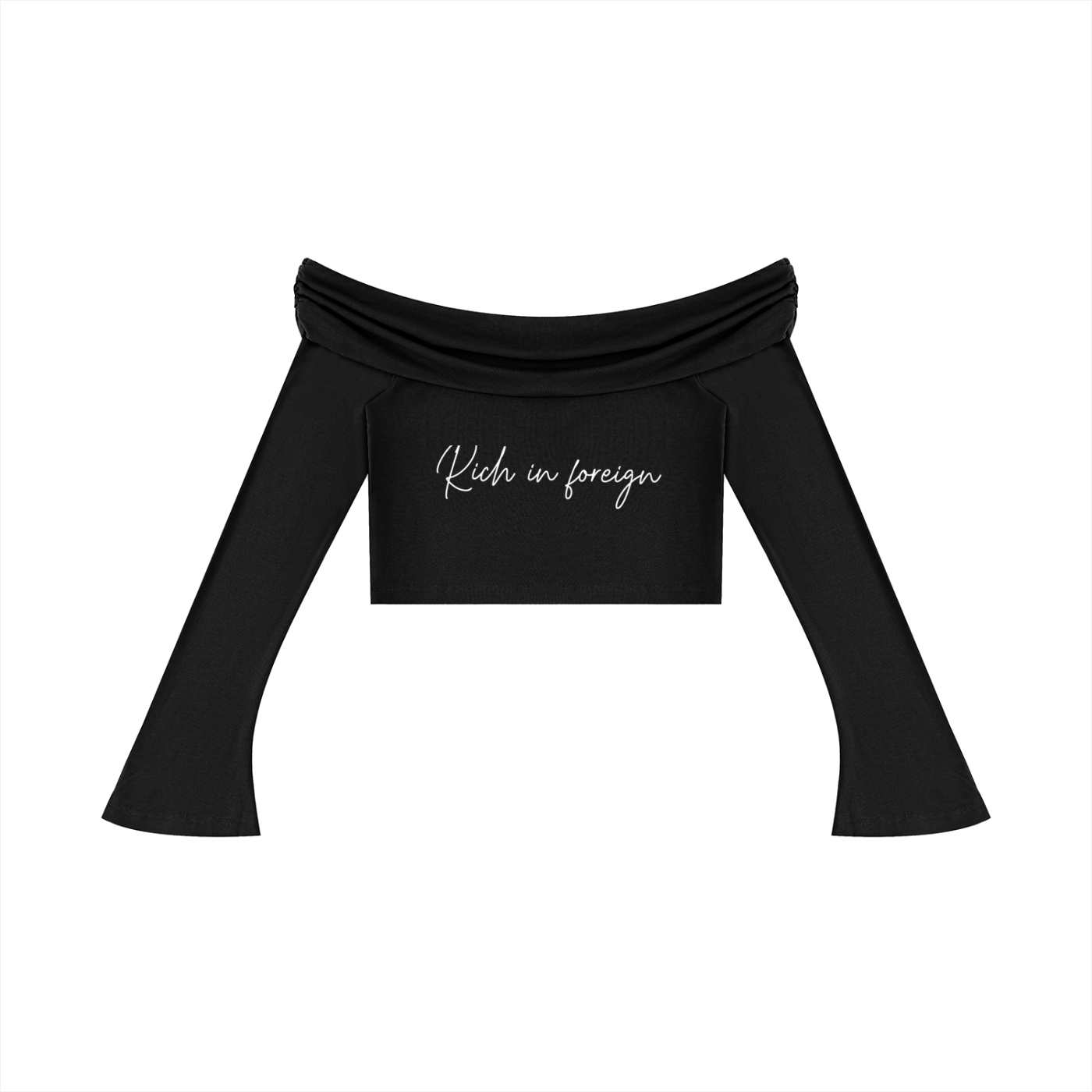 Women's Off-the-Shoulder Bell Sleeve Crop T-Shirt
