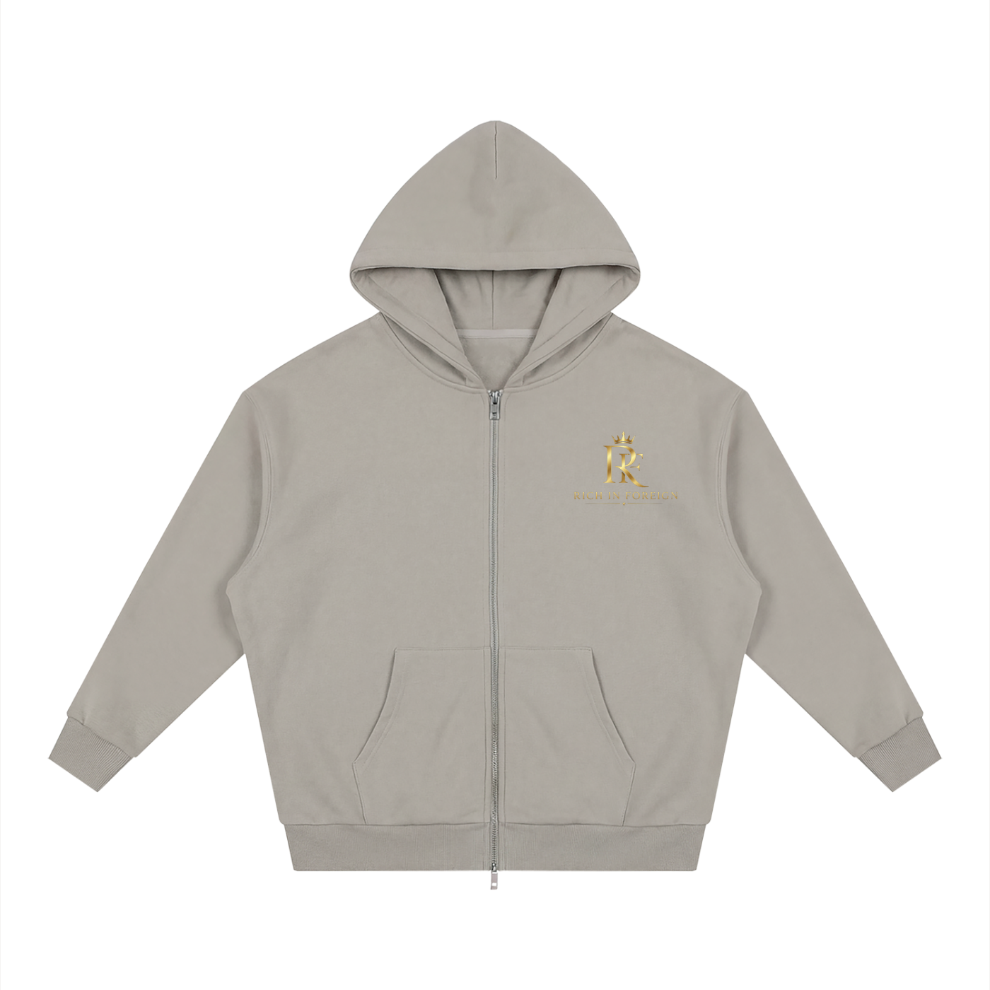Unisex Loose Solid Full Zip Hoodie