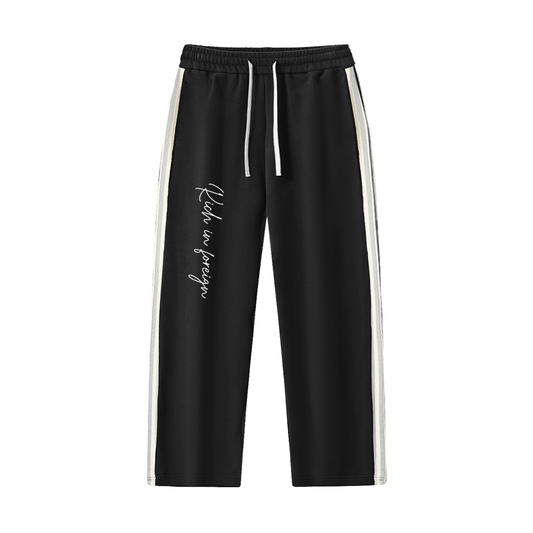 Contrast Side-Stripe Straight-Leg  Pants