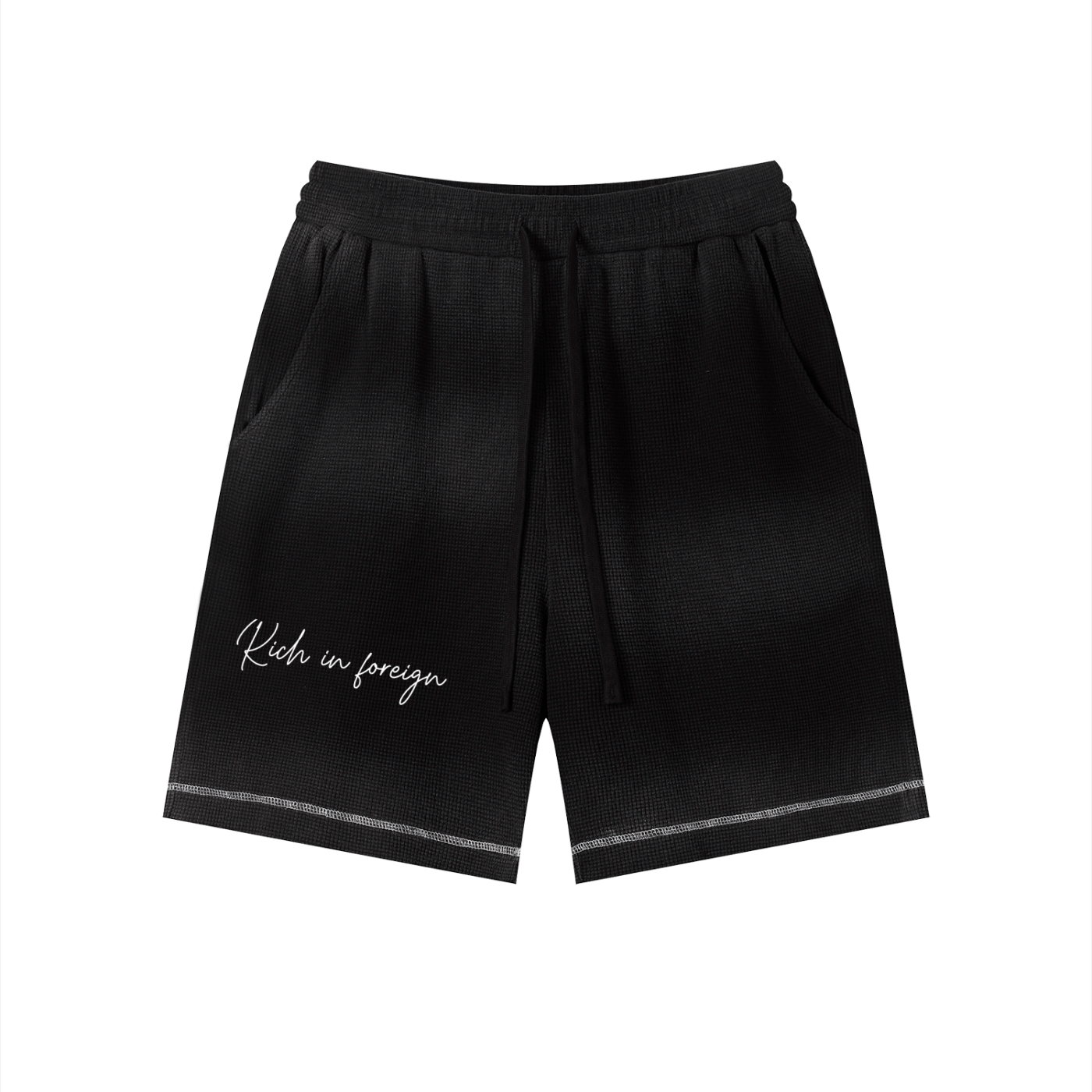 Unisex Sunfade Waffle Raw Hem Shorts