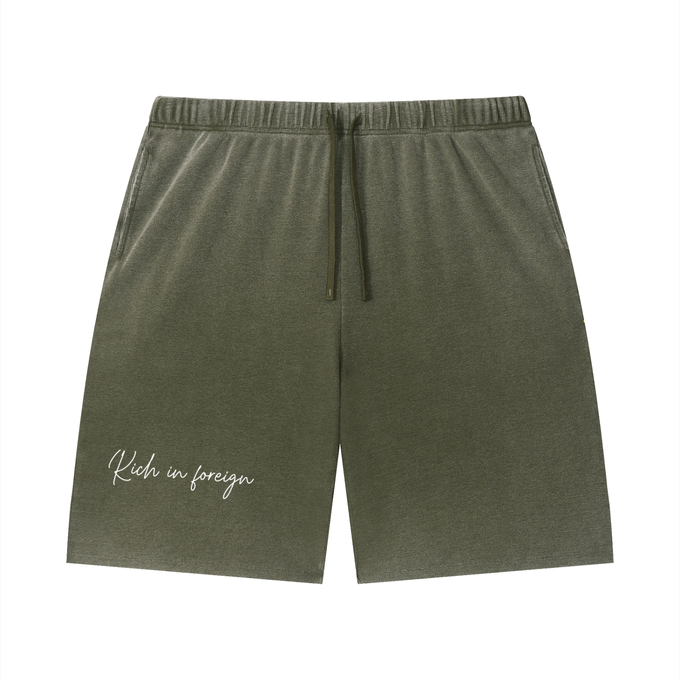 Unisex Vintage Wash Sunfade Waffle Raw Hem Shorts
