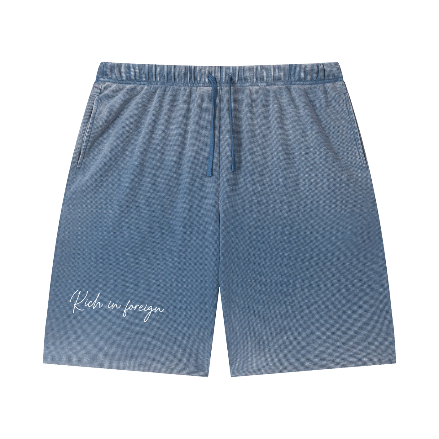 Unisex Vintage Wash Sunfade Waffle Raw Hem Shorts