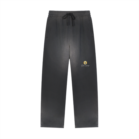 Sun Fade Raw Edge Straight-Leg Sweatpants